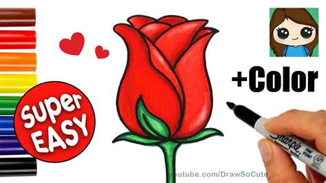 How To Draw Color A Rose Super Easy Realistic Youtube