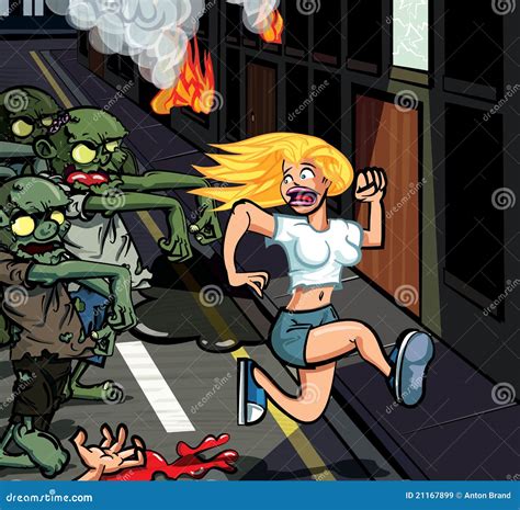 Cartoon Zombies In The Dead Forest Vector Illustration Cartoondealer Com