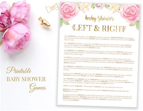 Left And Right Baby Shower Game Pass The T Floral Baby Etsy