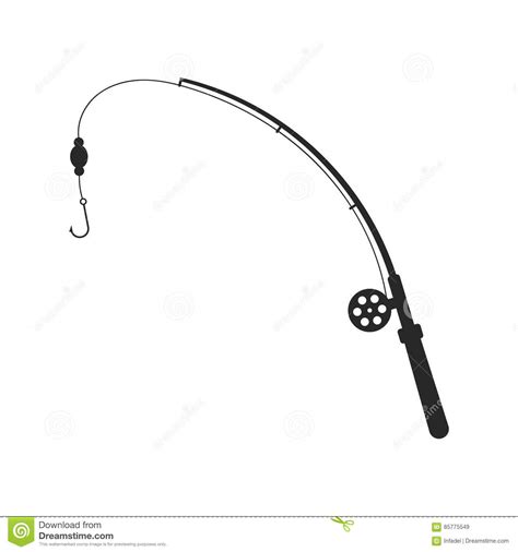 Download Black Fishing Rod Silhouette Stock Vector - Illustration ...