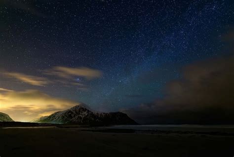 512706 Nature Landscape Arctic Sky Starry Night Beach Mountains Clouds