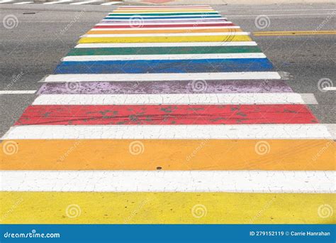 Lgbtqi Pride Pedestrian Crosswalk Rainbow Colors Copy Space Stock