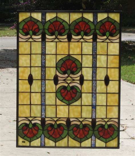 Tiffany Style Stained Glass Window Panel Vintage Ebay