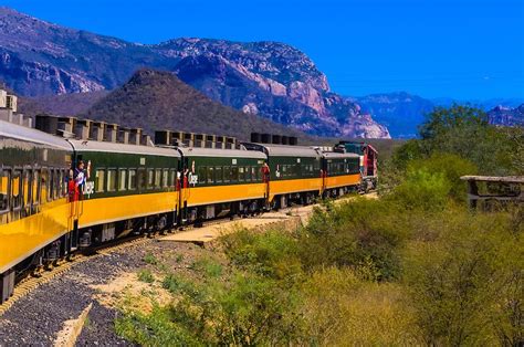 The Chihuahua Al Pacifico Railroad Train En Route From El Fuerte To The