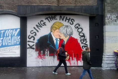 intimate mural of theresa may snogging donald trump appears in bristol bristol live