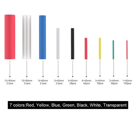 Heat Shrink Tubing 385pcs Kit 7 Colors9 Sizes Shrinkage Ratio 21