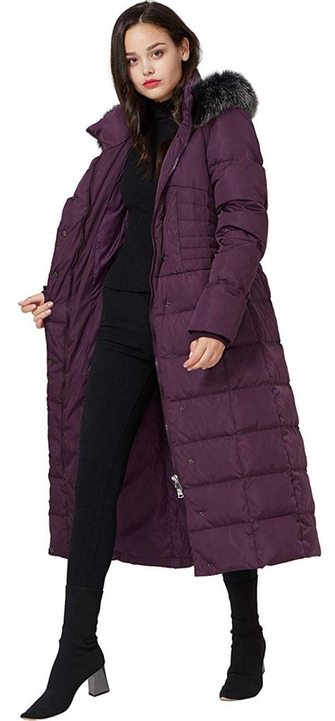 molodo women s long down coat with fur hood maxi down parka puffer jacket