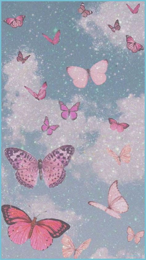Pink Glitter Butterfly Wallpaper