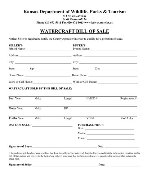 Boat Bill Of Sale Free Printable Documents