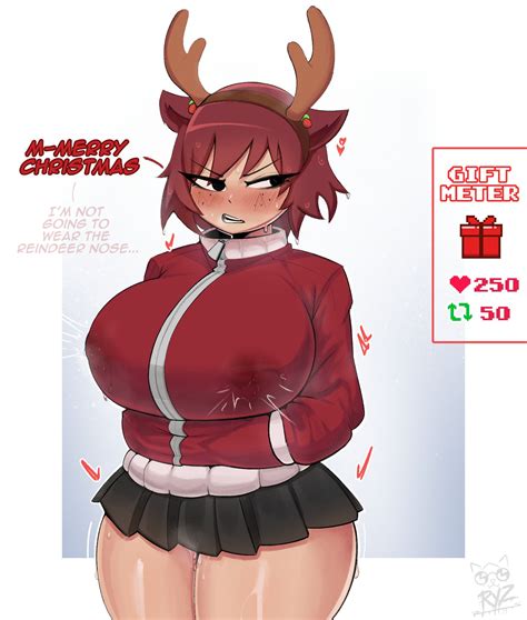 Rule 34 1girls Antlers Big Breasts Blush Breasts Busty Christmas Christmas Outfit Clothed