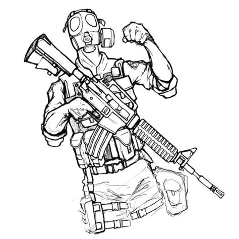 Coloriage Soldat De Call Of Duty Avec Un Masque De Gaz