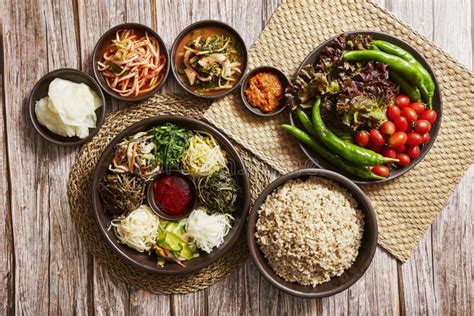 Korean Table D Hote With Wild Vegetables Stock Image Image Of Spices