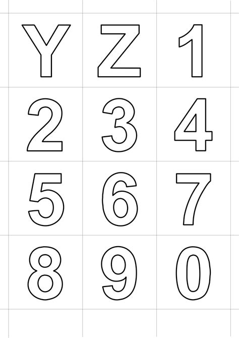 Letters And Numbers Letters In Block Letters Y Z And Numbers From 0