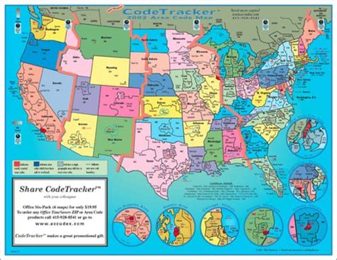 2002 CodeTracker Area Code Map Area Codes And Time Zones For The US