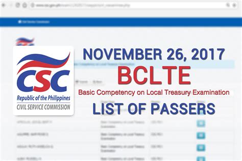 Civil Service Exam PH EXAM RESULTS November BCLTE List Of Passers