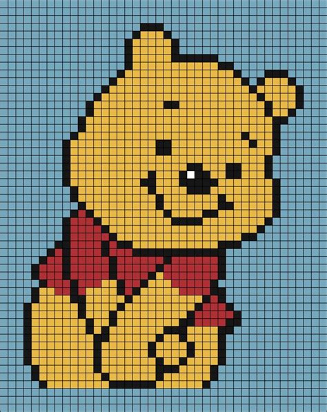 Winnie The Pooh Pixel Art In 2023 Pixel Art Pattern Easy Pixel Art