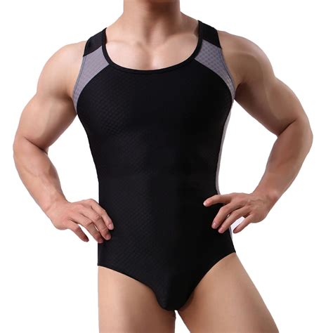 Buy Men S One Piece Mankini Bodysuit High Cut Thongs Leotard Press Crotch Bikini Swimsuit Online