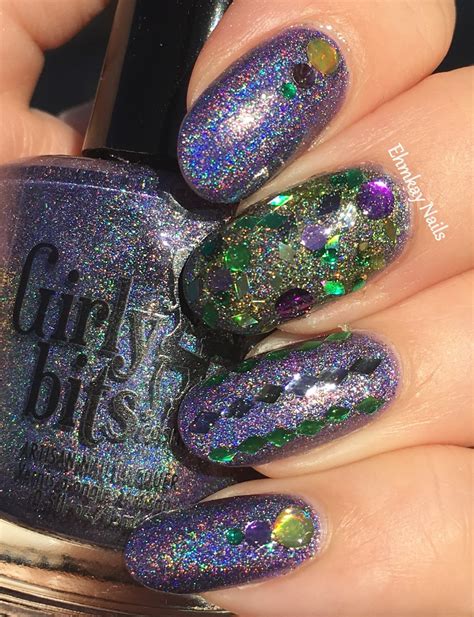 Ehmkay Nails Mardi Gras Glitter With Girly Bits Flash Your Tips