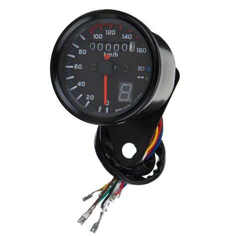 Universal motorcycle km/h mph odometer speedometer tachometer black chop trike. universal motorcycle led odometer speedometer speedo ...