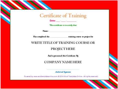 Training Certificate Template Microsoft Word Templates Certificate