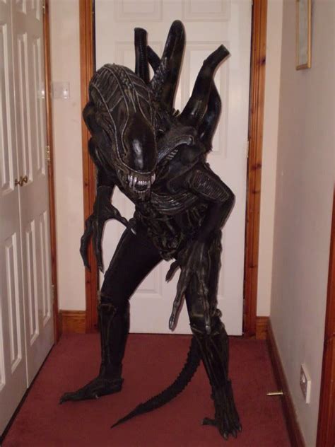 A Man Dressed As An Alien Standing In Front Of A Door