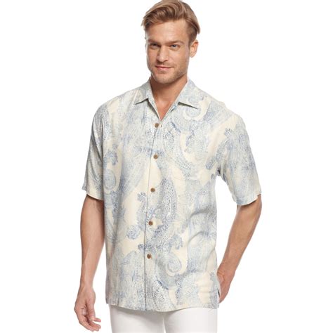 Tommy Bahama Paisley Pipeline Silk Shirt In Blue For Men Lyst