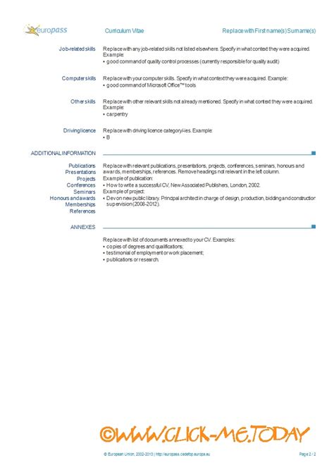 It is perfect for everyone who wants to make a cv for the first time. EUROPASS CV TEMPLATE - FREE EUROPASS CV FORM WORD DOC PDF