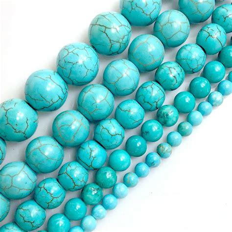 Gemstone Blue Magnesite Turquoise Round Loose Bead Strand Mm Mm