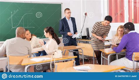 Multiracial Group Of Students Working In Groups Stock Image Image Of