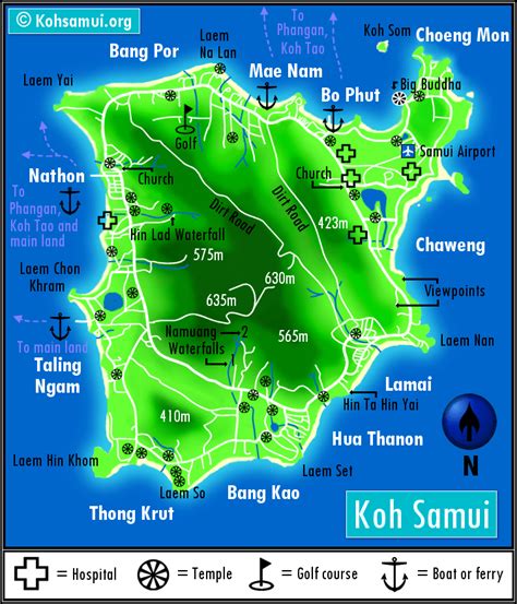 Map Of Koh Samui Thailand Samui Attractions Places Map Of Thailand