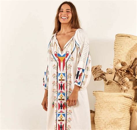 Farm Rio Macaw Tassel Tie Embroidered Maxi Dress In 2022 Embroidered