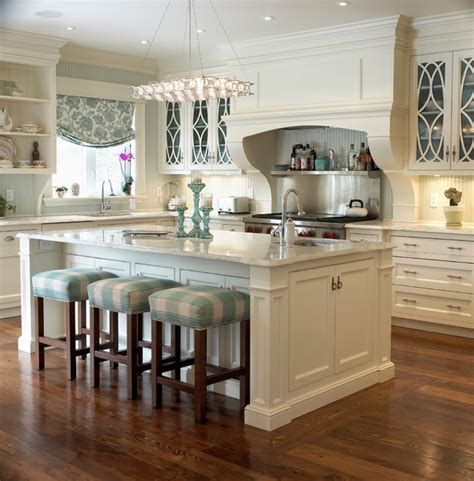 End slightly before, allows room for drapery panels. 38 Fabulous Kitchen Island Designs