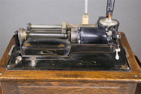 Lot Edison Triumph Cylinder Phonograph On Cabinet Pho