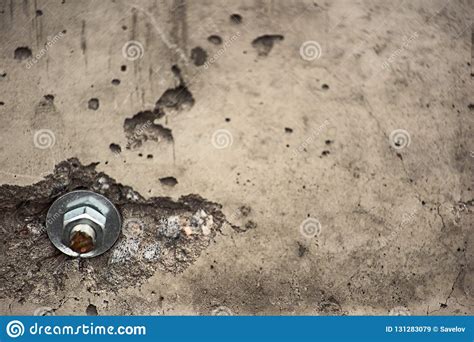 Bolt With Nut And Washer In A Broken Concrete Wall Stock Image Image