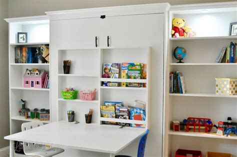 How To Build A Diy Murphy Bed With Desk And Ikea Bookcases Murphy Bed