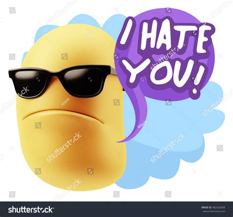 3d Rendering Angry Character Emoji Saying Stock Illustration 482632609