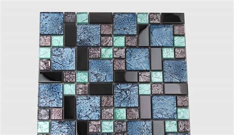 Crystal Glass Tile Backsplash Black Stainless Steel With Base Meta Mosaic Tatin Bathroom Wall