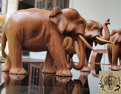 Hand Carved Wooden Elephant Wooden Elephant Statue Elephant Etsy Uk