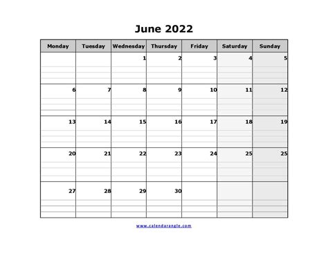 5 Best June 2022 Printable Calendar Free Templates