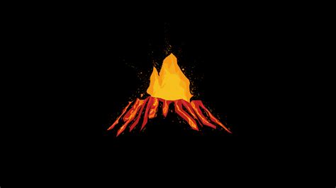 1025415 Illustration Minimalism Red Artwork Yellow Fire Volcano