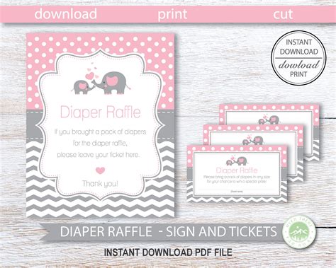Diaper Raffle Ticket and Sign Printable Diaper Raffle Card | Etsy | Baby shower diaper raffle ...