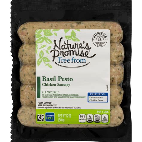 Save On Natures Promise Chicken Sausage Basil Pesto Gluten Free 5 Ct