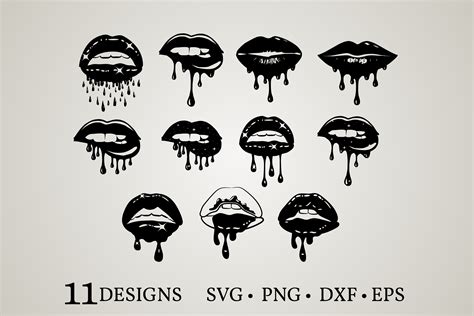 Dripping Lips Clipart Black And White