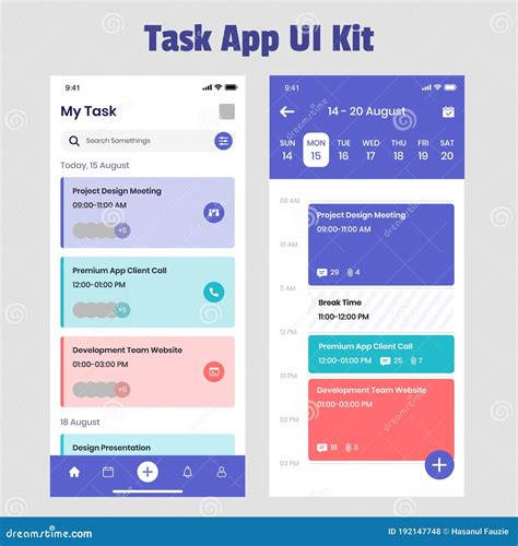 Task Schedule App Ui Kit Stock Vector Illustration Of Interface Sexiz Pix