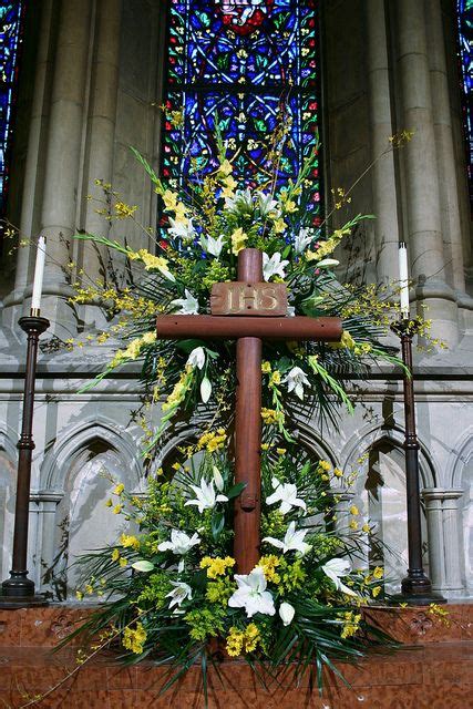 13 Easter Flower Cross Ideas Easter Flowers Easter Church Church Decor