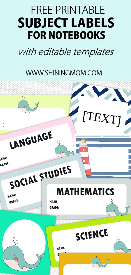 Math Journal Labels Print