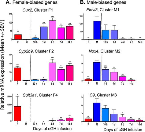 Qpcr Expression Of Cgh Responsive Sex Biased Genes Rt Qpcr Analysis Of