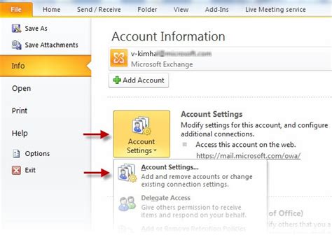 Go to microsoft account security and select password security. Change Password in Outlook 2010