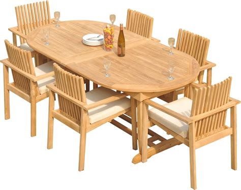 Grade A Teak Wood 6 Seater 7 Pc Dining Set 118 Double