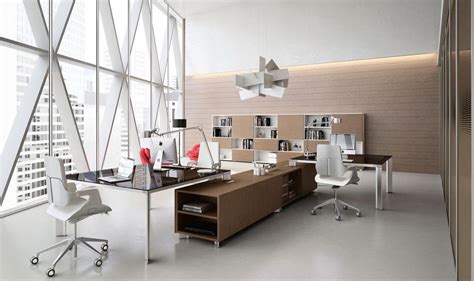 Contemporary Minimalist Office Design With Stylish Office Tables And